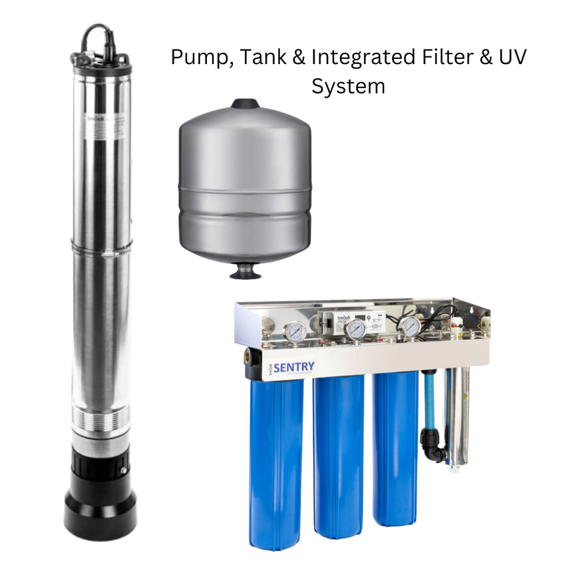 Pack 4 Large House 2-3 Bathroom Combination Offer Submersible Pump, Filtration System & UV: Choose Separate Filter & UV or Integrated